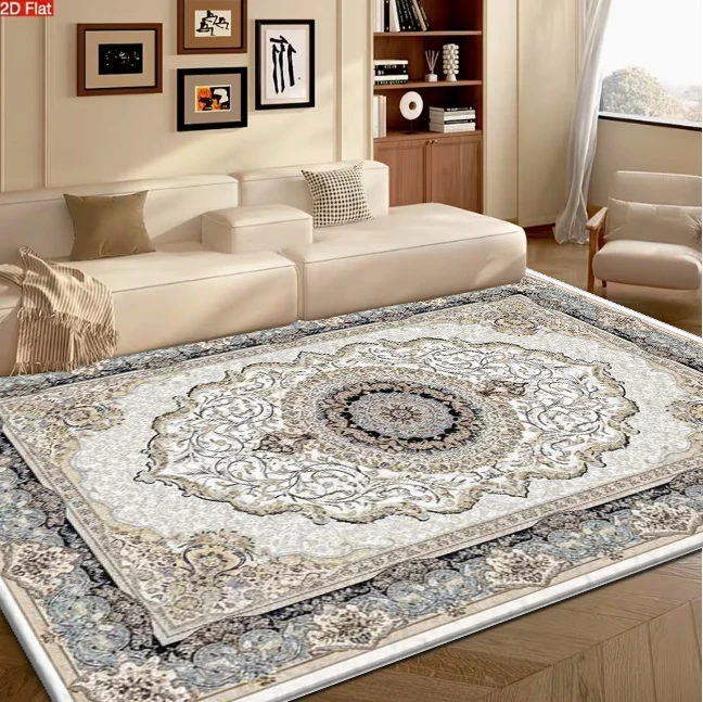 Luxury Vintage Medallion Ornate Square Rug Classic Carpet Flooring for Hall Living Room Home Decor