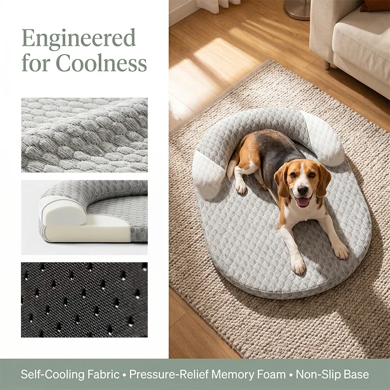 Cama refrigerante ovalada para perros y gatos – transpirable - imagen 4