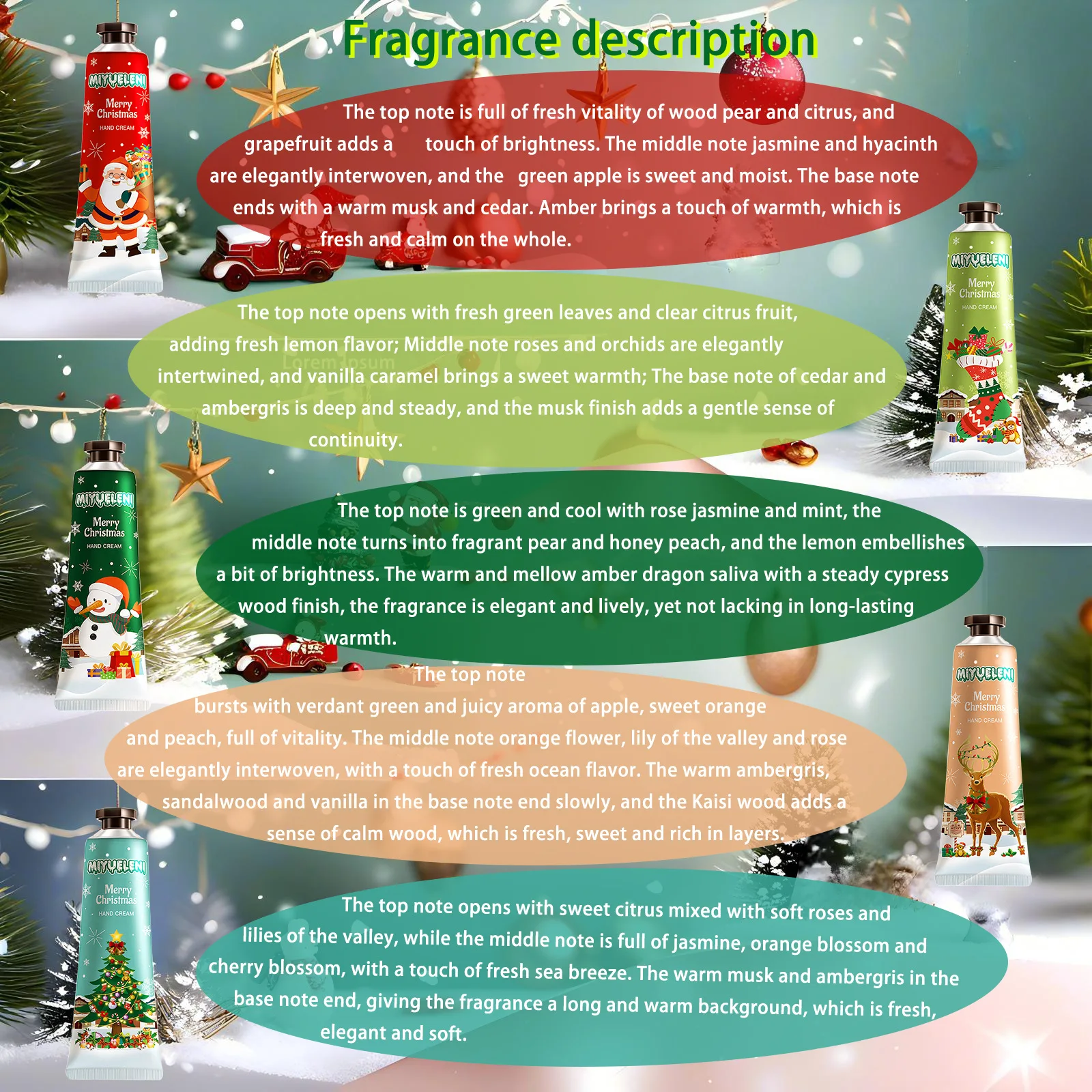 Christmas Hand Cream Gift Set for Dry Cracked Light Beige,Deeply Moisturizing And Nourishing Your Dry Rough Hands,Travel Size