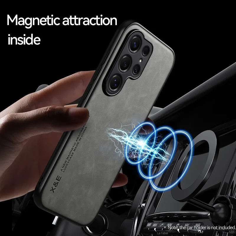 Shockproof Case For Samsung Galaxy S26 Ultra S25 S24 S23 S22 Plus Ultra FE Cover Magnetic Leather Car Holder Phone Capa Coque