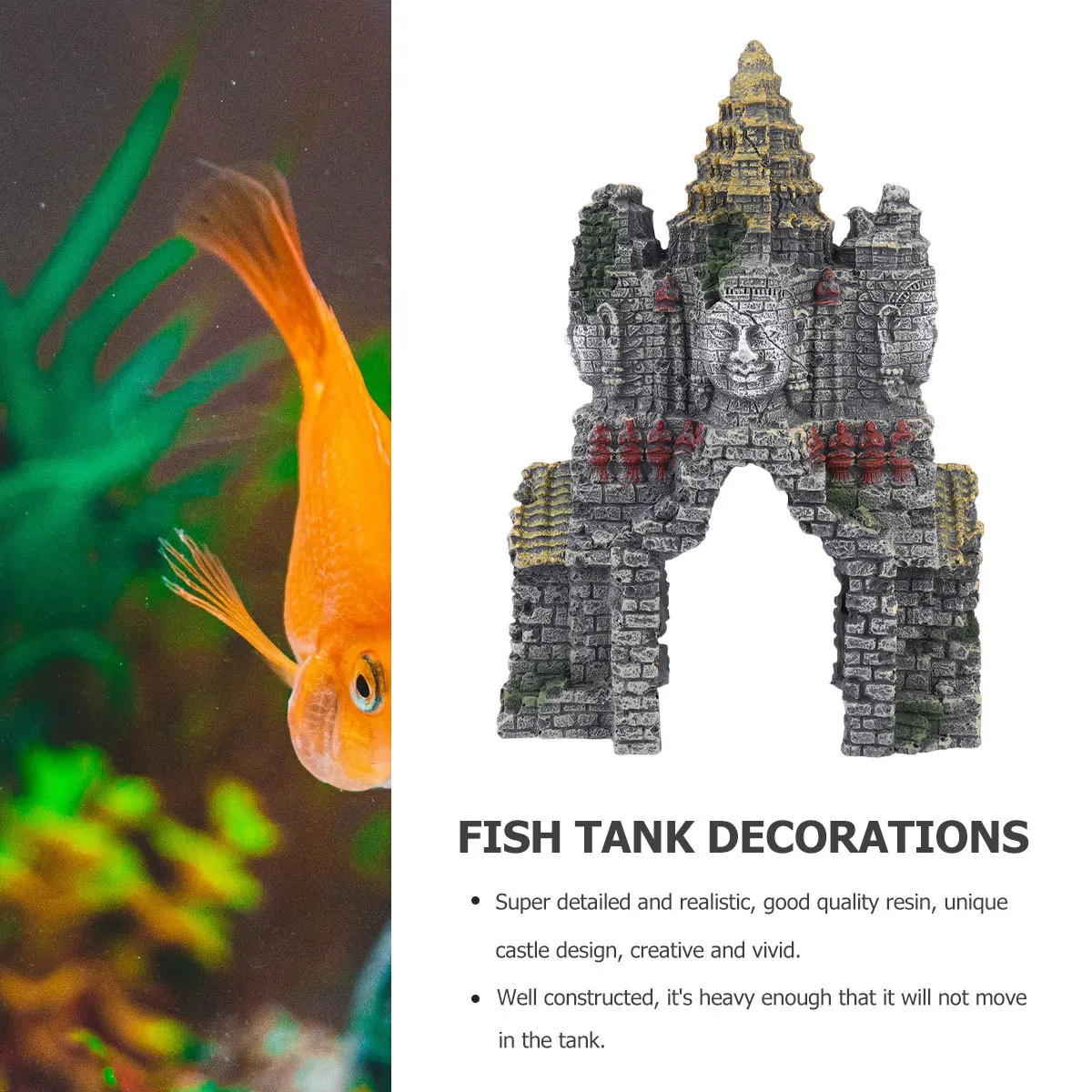

Simulation Buddha Resin Aquarium Decoration Fish Tank Ornament Landscape Crafts Fish Shelter for Freshwater Saltwater Safe