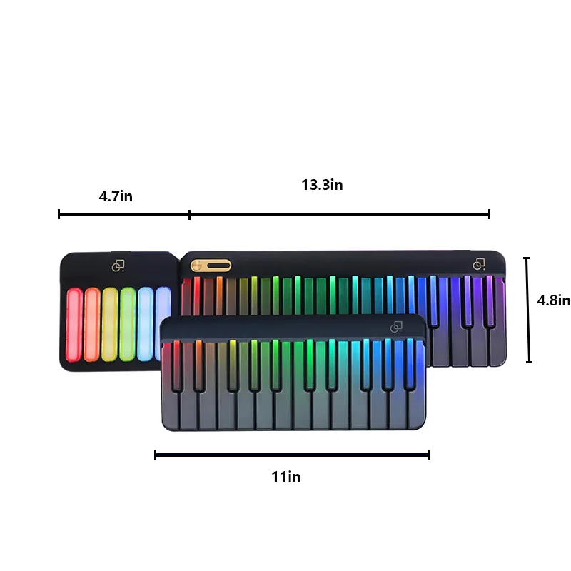 PopuMusic 59 Keys Smart Piano | 29-key Main + Chord + 24 Expansion Keyboard, 256 Tones MIDI LED Portable Beginner Gift