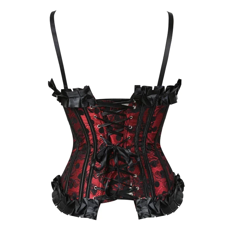 Corsets Dresss for Women Steampunk Gothic Padded Korsage Sexy Strap Polka DOTS Bustier with Tutu Skirt Party Clubwear Plus Size