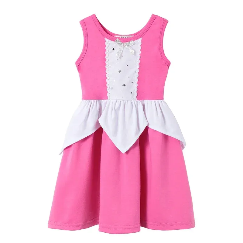 Cute Girls Princess Dresses Cotton Sleeveless Casual Clothing Toddlers Sleeping Beauty Snow White Minnie Birthday Party Costumes