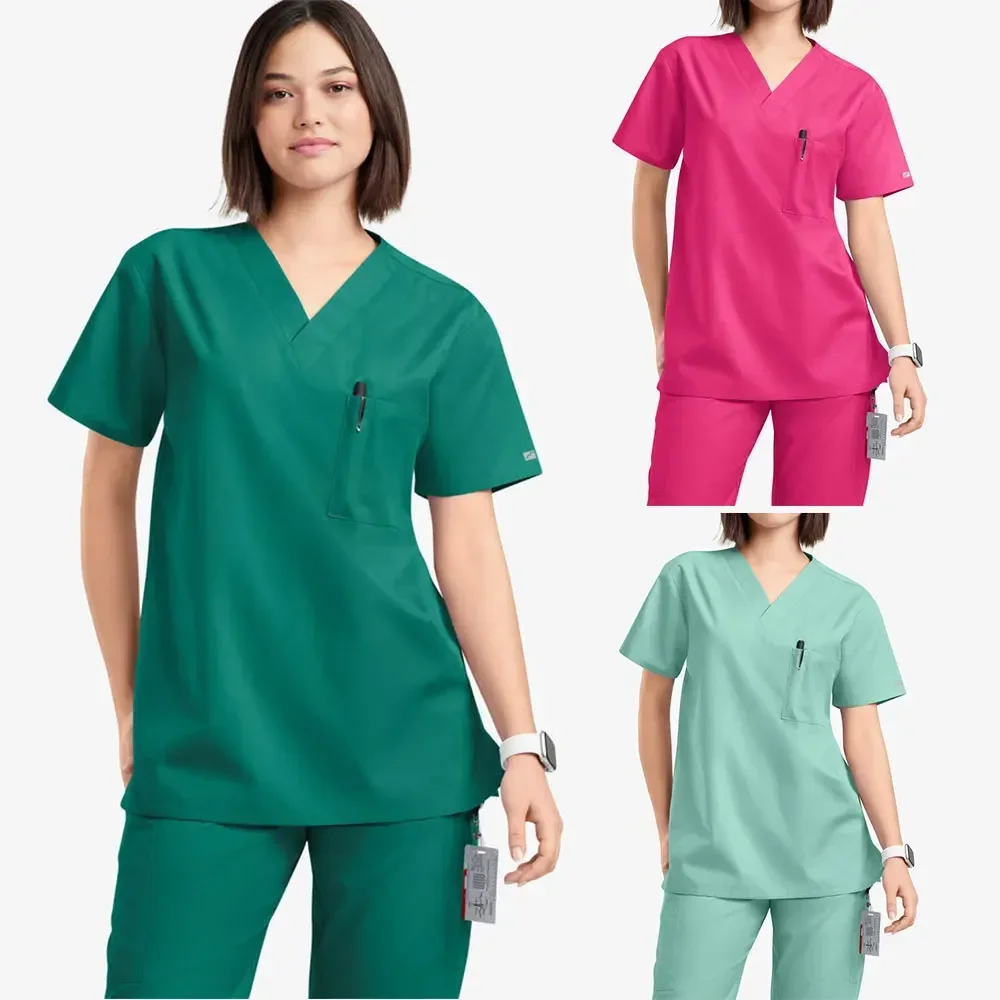 

Unisex Nurse Scrub Sets Woven Fabric Overalls Doctor Pet Hospital ICU Surgical Suits Jogging Suits Nurses Spa Uniforms Women