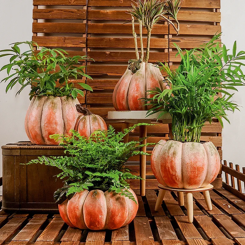Ceramic Flowerpot Cartoon Pumpkin Flower Vase Garden and Courtyard Decoration Accessories Succulent Pot Plantas Accesorios