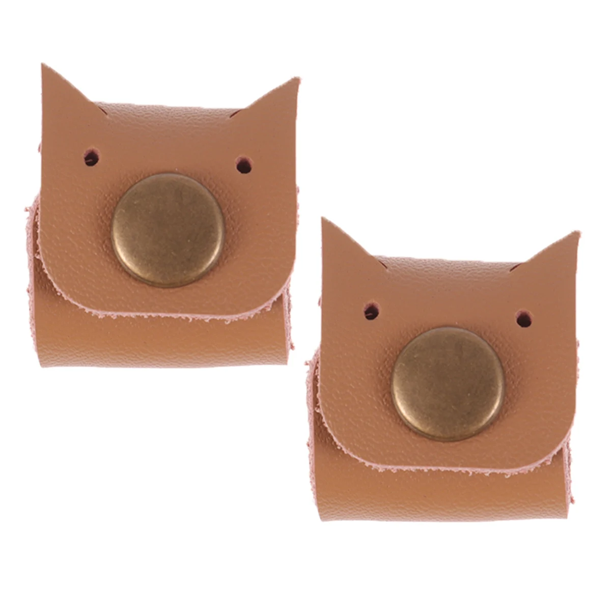 

2pcs Mini Pu Cable Organizer Headphone Winder Light Brown Compact Lightweight Cord Management For Cellphone Computer