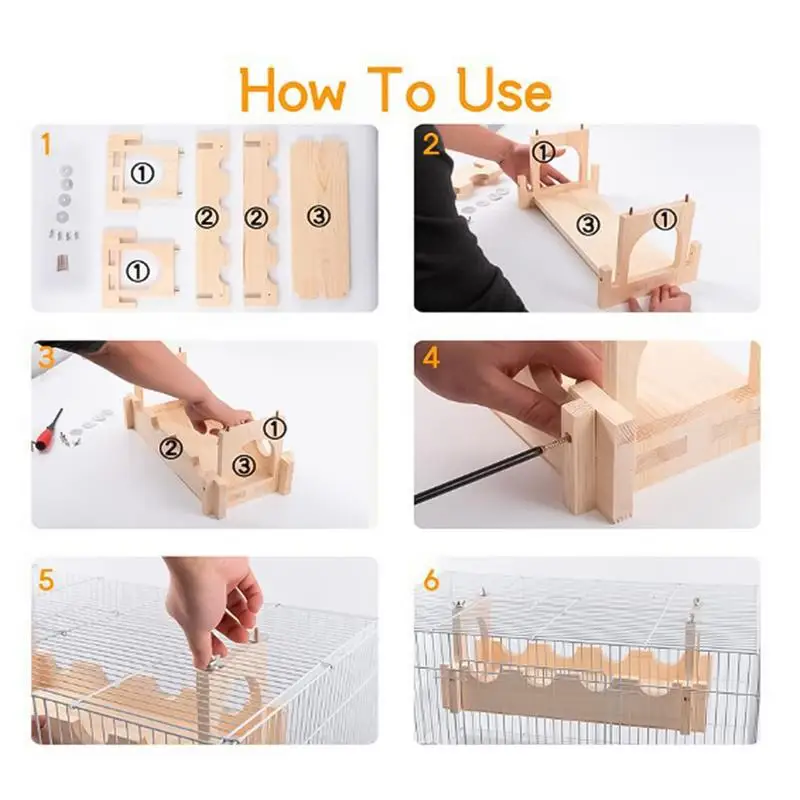 Suspension Bridge For Cage Wooden Habitat Bridge Cage Toy Chinchilla Wooden Suspension Bridge Small Animal Cage Accessories