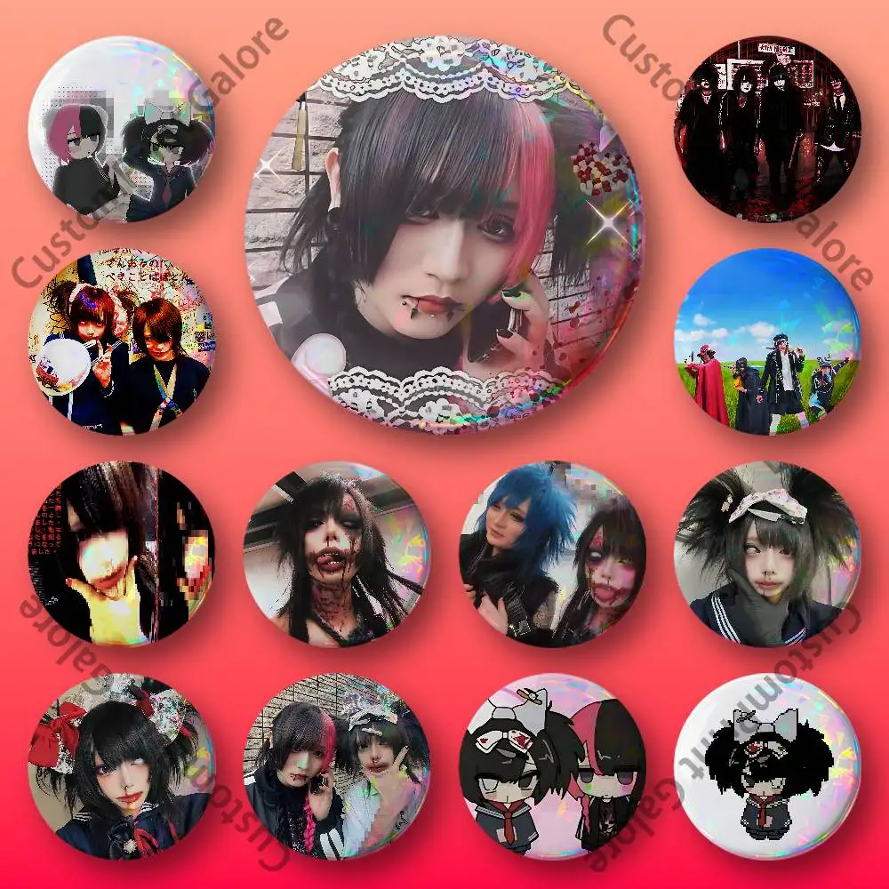 

S-Senketsuakochan Laser Film Badge Tinplate Brooch Lapel Pin HD Print Badge for Decoration DIY Accessories Gift