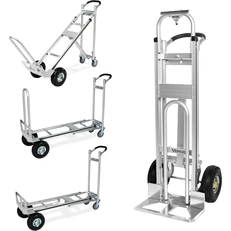 HOME.Industrial Convertible Hand Truck - AS7A2 Heavy Duty Aluminum 3 in 1 Dolly (750 lb Capacity) Lightweight Frame, Ergonomic