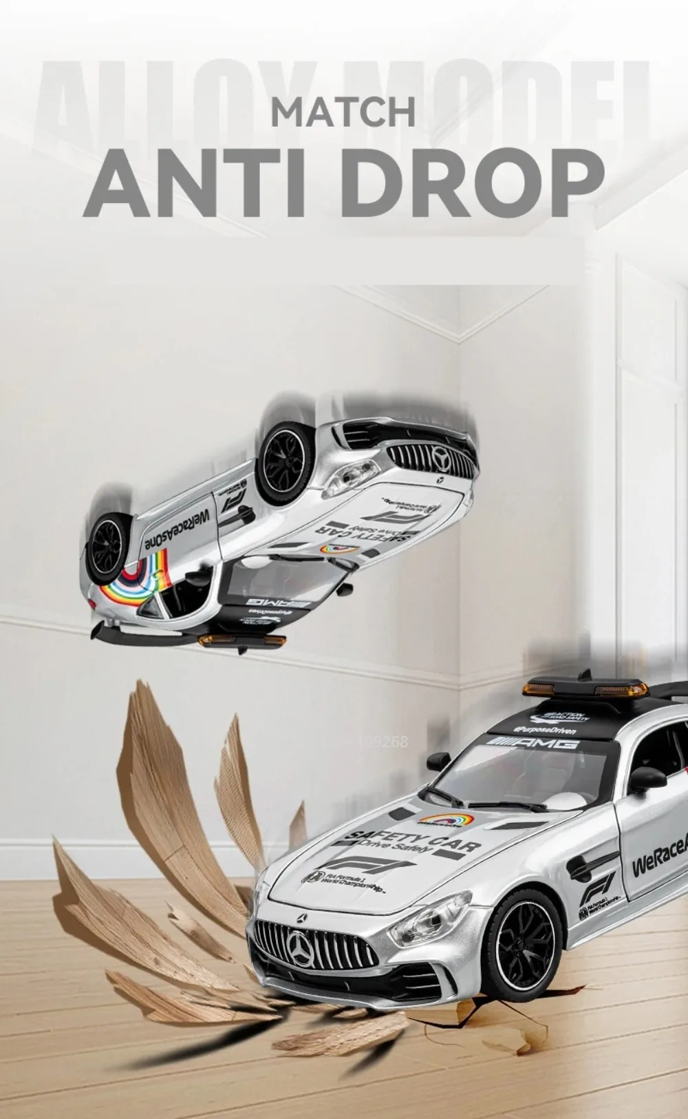 1:24 GTR Safety 300SL Sportwagen-Modell Spielzeug aus Legierung mit Sound und Licht Stoßdämpfung Miniatur-Fahrzeugmodelle Sammlerstück Geschenk – Detail 2