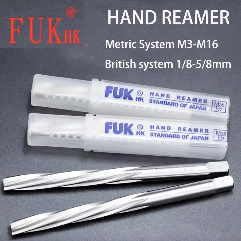 

1pcs Japan FUK-HK HSSE M35 Metric/British Hand Screw Reamer Square Head Reamer 3mm-16mm 1/8 9/64 5/32 3/16 1/4 5/16 3/8 1/2 5/8