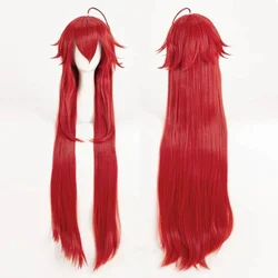 Peluca de Cosplay de cabello resistente al calor de la escuela DxD Rio Gremory, 100cm de largo, rojo vino, disfraz