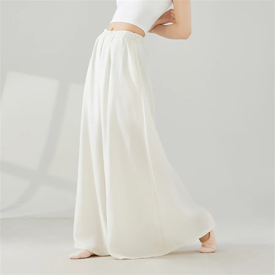 

Women Modern Dance Pant Loose Wide Leg Viscose Breathable Adult Classical Dance Long Trousers One Size Chinese Folk Dance Pants