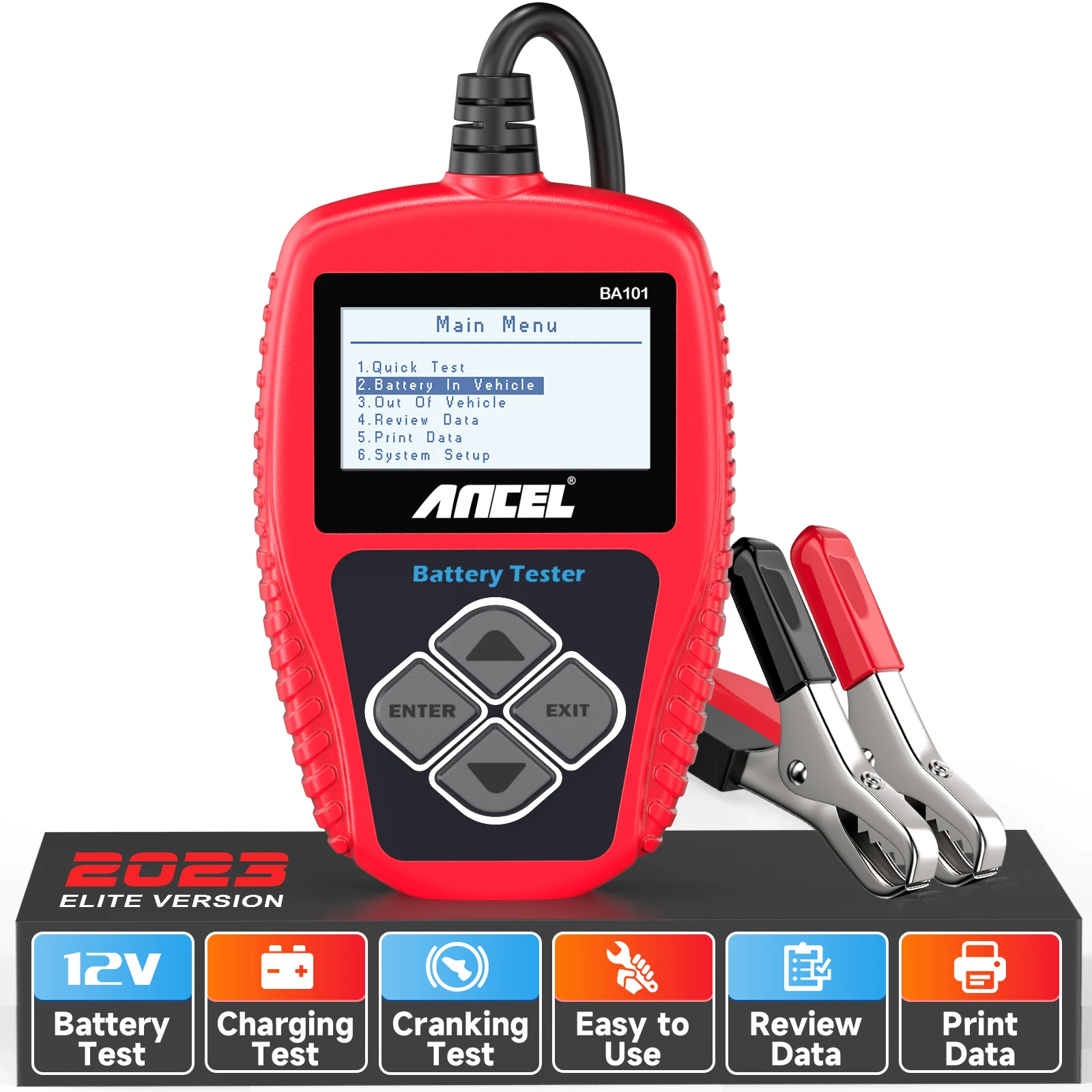 

Ancel BA101 Car Battery Tester 12V Digital Battery Tester 100 to 2000CCA 220AH Analyzer Tester Tools Battery Load Tester for Car