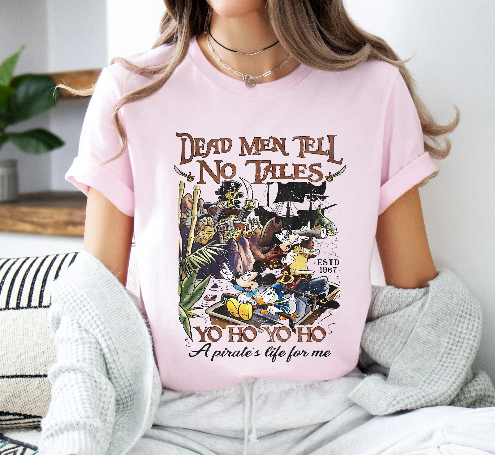 

Disney Mickey Pirate Print T-shirt Women's Fashion Short Sleeve Boys Clothes Family Matching Outfits Kids Clothes Girls