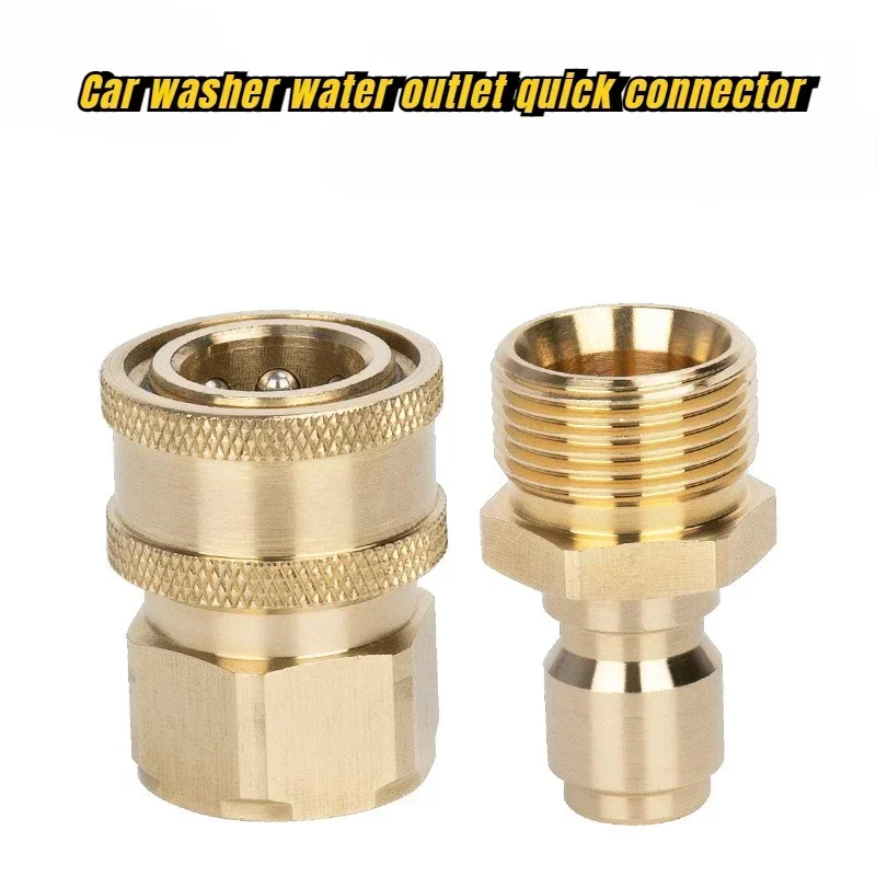 1 Pair Brass 3/8 Inch Quick Release Connector with M22 Thread 14&15mm Pin Adaptor for High Pressure Washer Hose and Outlet