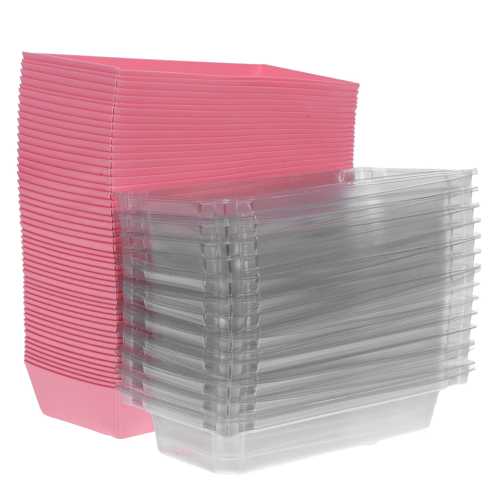 

50 Pcs Baking Boxes Disposable Food Containers Cake Boxes Clear Rectangle Containers with Lids for Wraps Bacon Scallops Pastries