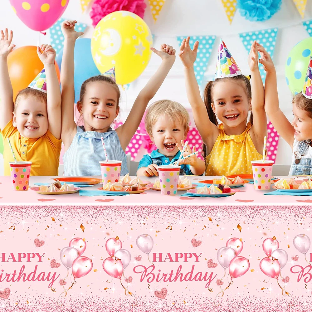 Rectangular Disposable Birthday Tablecloth Plastic Waterproof Tablecloth for Dinning Table 1st Birthday Decoration Baby Shower