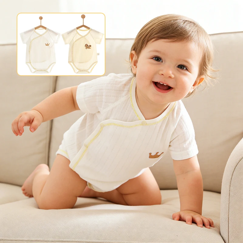 

Baby girl baby boy clothes summer jumpsuit newborn's pure cotton pajamas short sleeved casual triangle clothes summer clothes