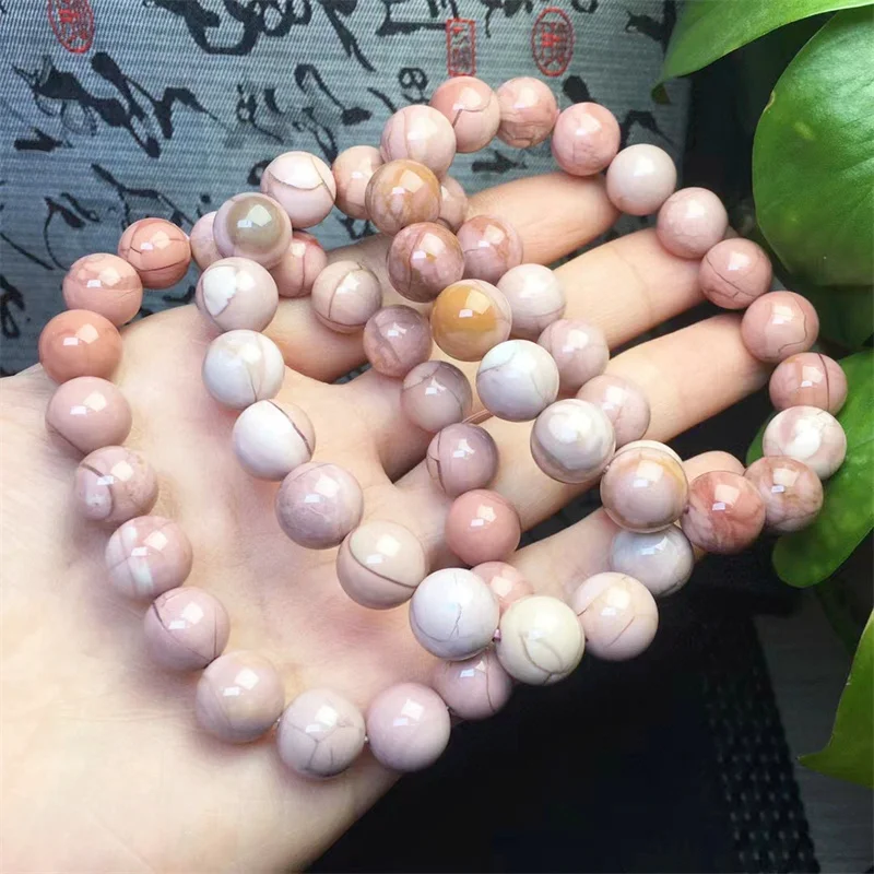 10MM Natural Alashan Agate Bracelet Women Men Vintage Charm Round Energy Strand Bangles Fashion Wristband Gift