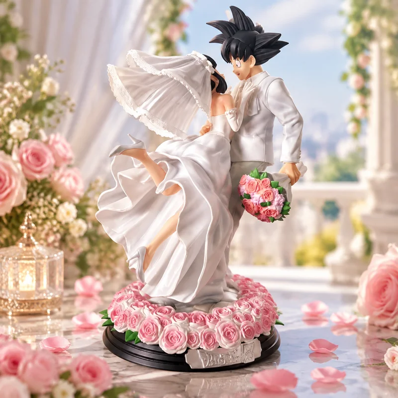 Hot Dragon Ball Z Son Goku Chichi Wedding Version Pvc Action Figure Collectible Model Toy Couple Statue Desktop Ornament Toy