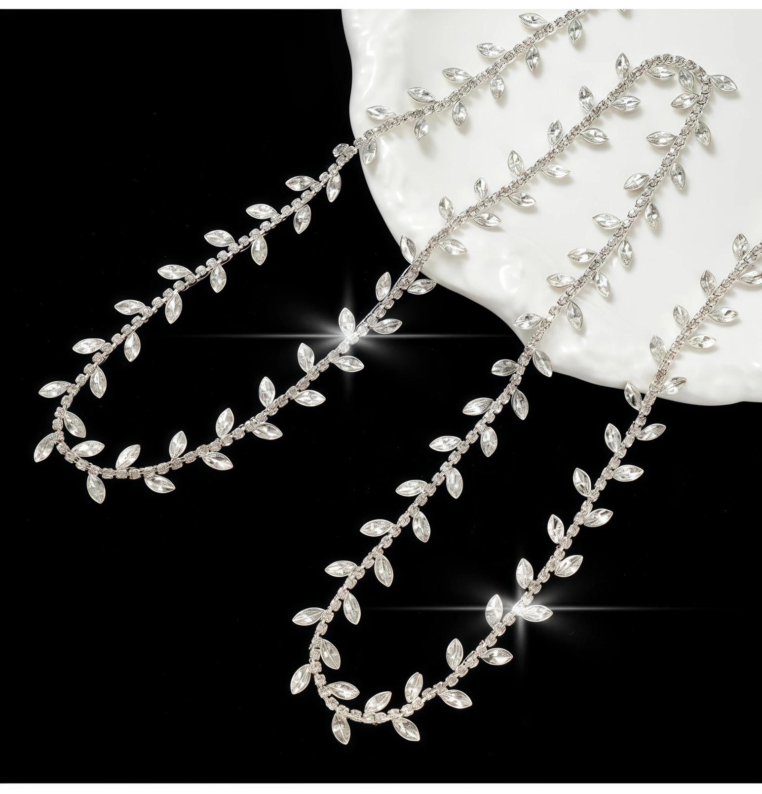 10 Meter Strass-Kette Kristall-Diamant Kleidungszubehör DIY Handwerk Dekoration Blattförmiges Strass-Band Nähzubehör – Detail 2