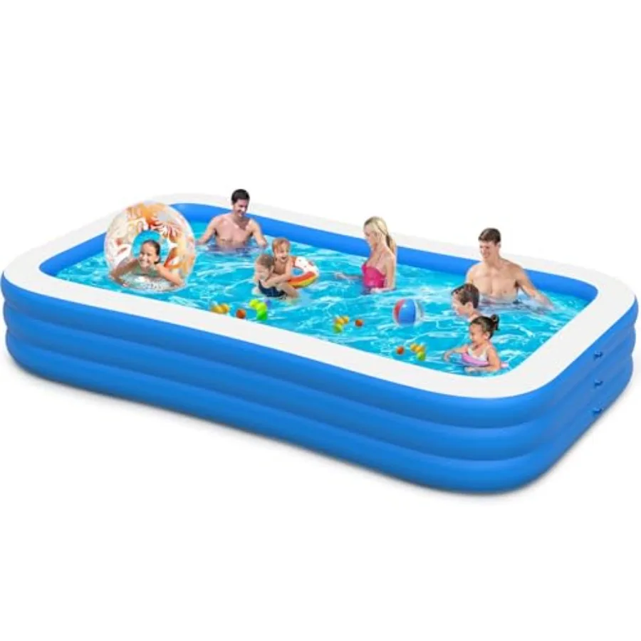 

Backyard outdoor inflatable swimming pool for adults and kids, PVC material, blue, oversized 10FT x 6FT thickened design for su