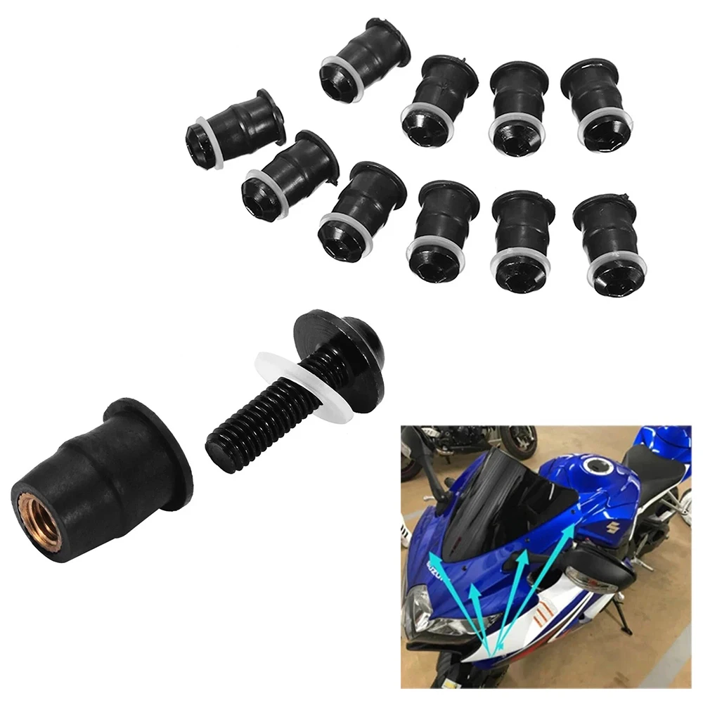 10Pcs M5x15mm Aluminum CNC Motorcycle Windscreen Windshield Bolt Nut Screw Kit Fairing Screen Mounting Fastener Hardware Set