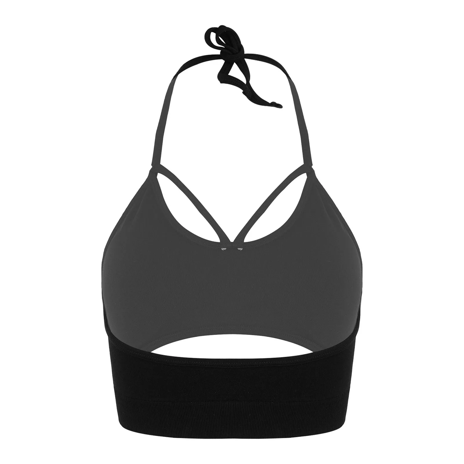 Womens Halter Lace-Up Yoga Tops Keyhole Front Sleeveless Crop Top with Removable Chest Pads for Sports Pilates Workout Running