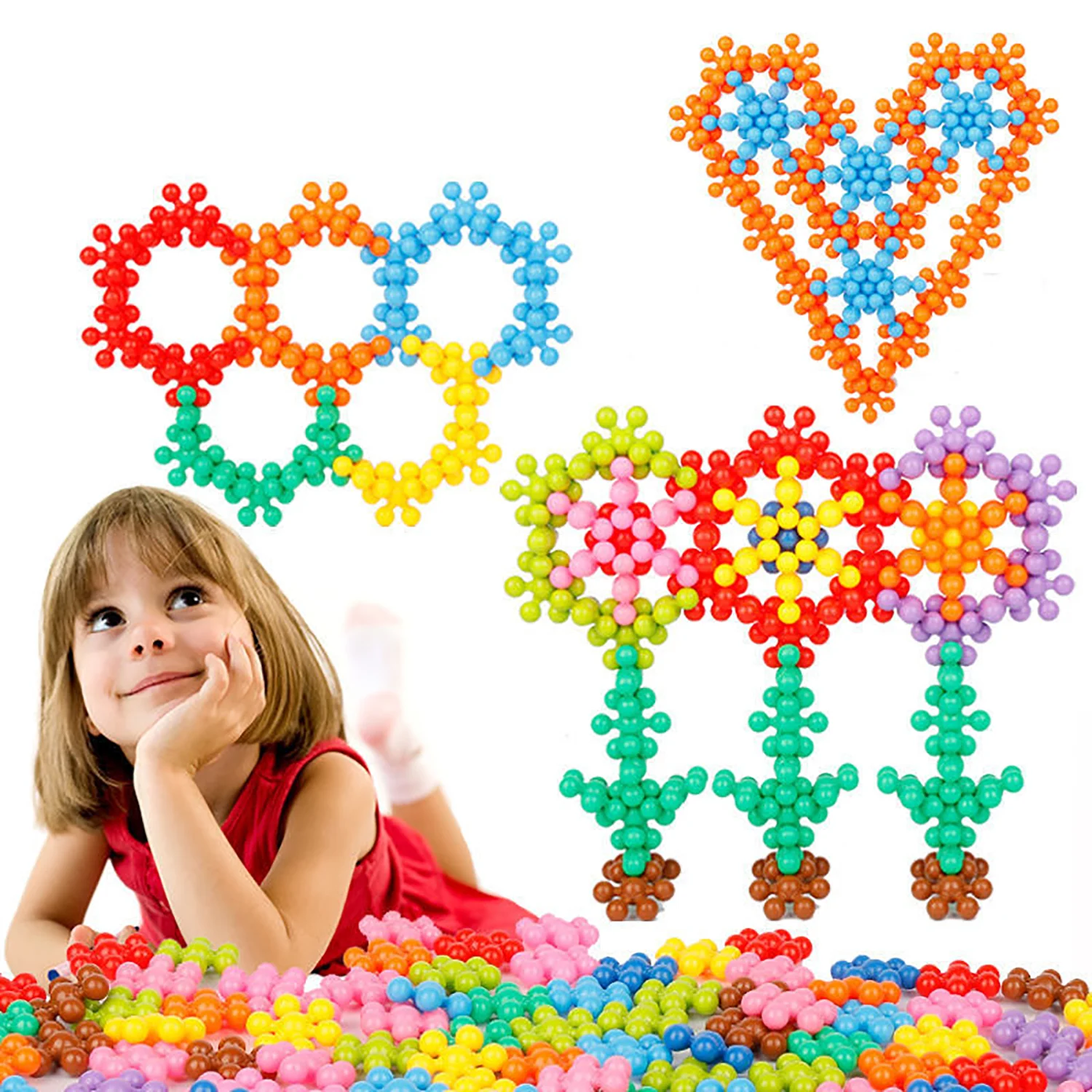 

Plum blossom building blocks, three-dimensional splicing, plastic assembly, early education puzzle toys