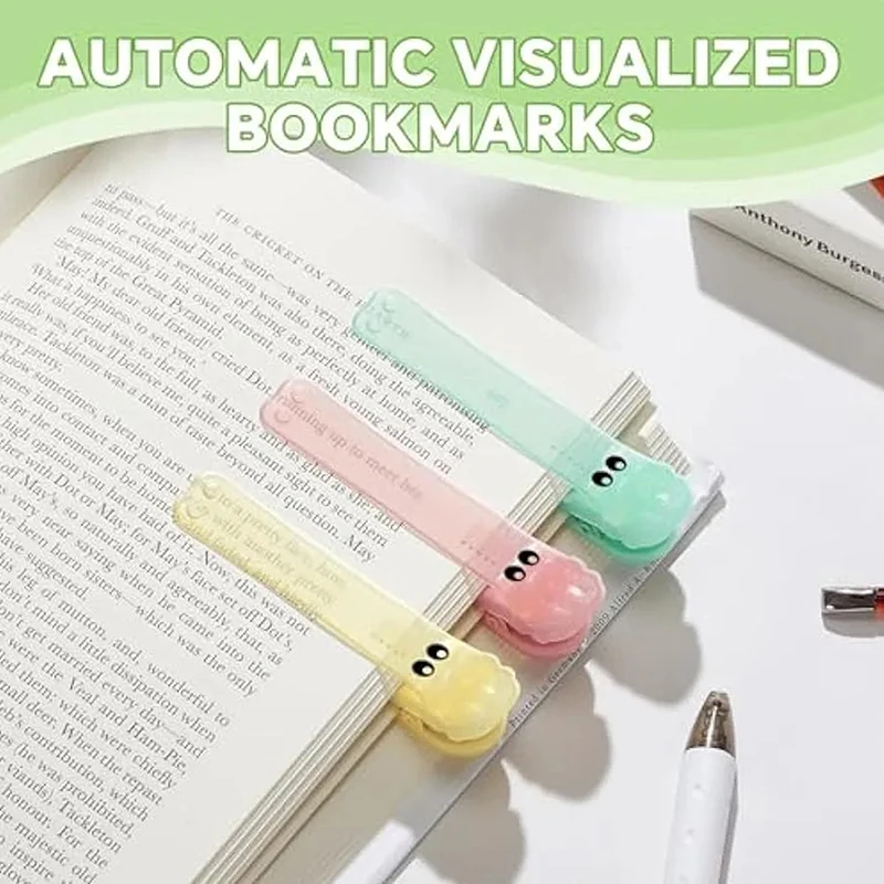 1pc Silicone Automatic Bookmarks Unique Visualized Book Markers For Reading Women Cute Alligator Clip Designs Stay In Place An