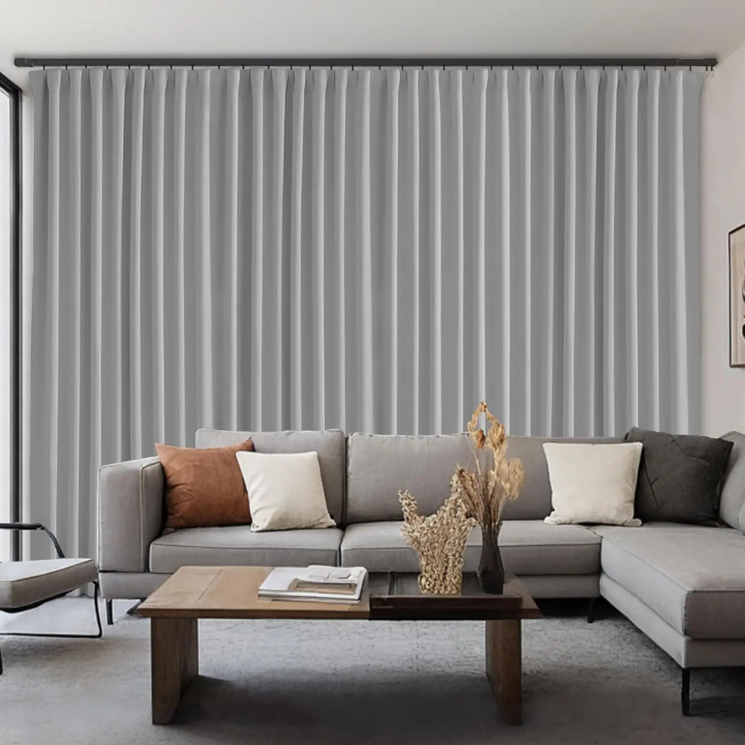 

Home Movie Theater Curtains, Soundproof for Track System or Rod with Hooks, Floor to Ceiling Curtain for Wall Ceiling Mo