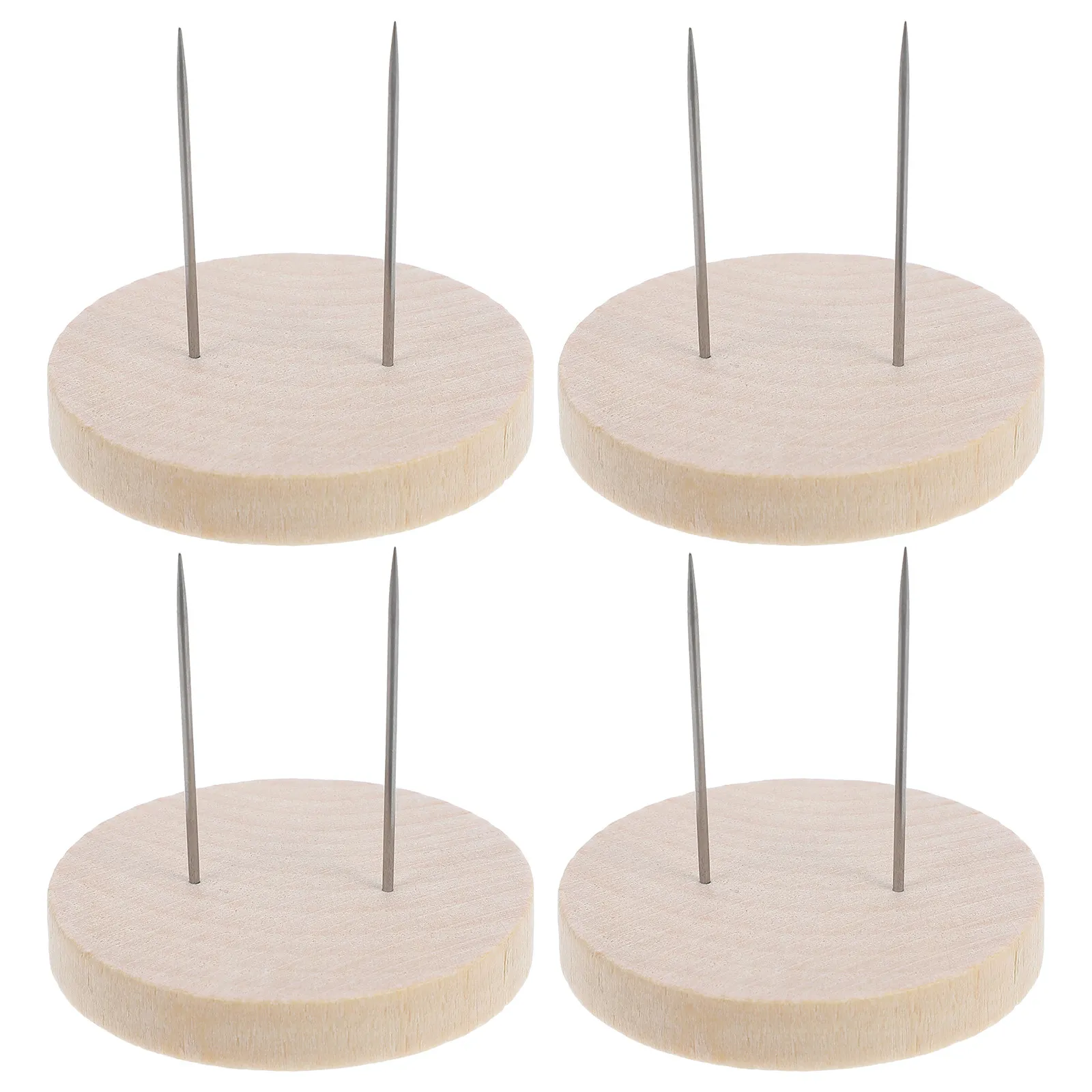 4Sets Wool Felt Needle Felting Stand Wooden Base Double Needle Bracket for DIY Craft Showcase Display
