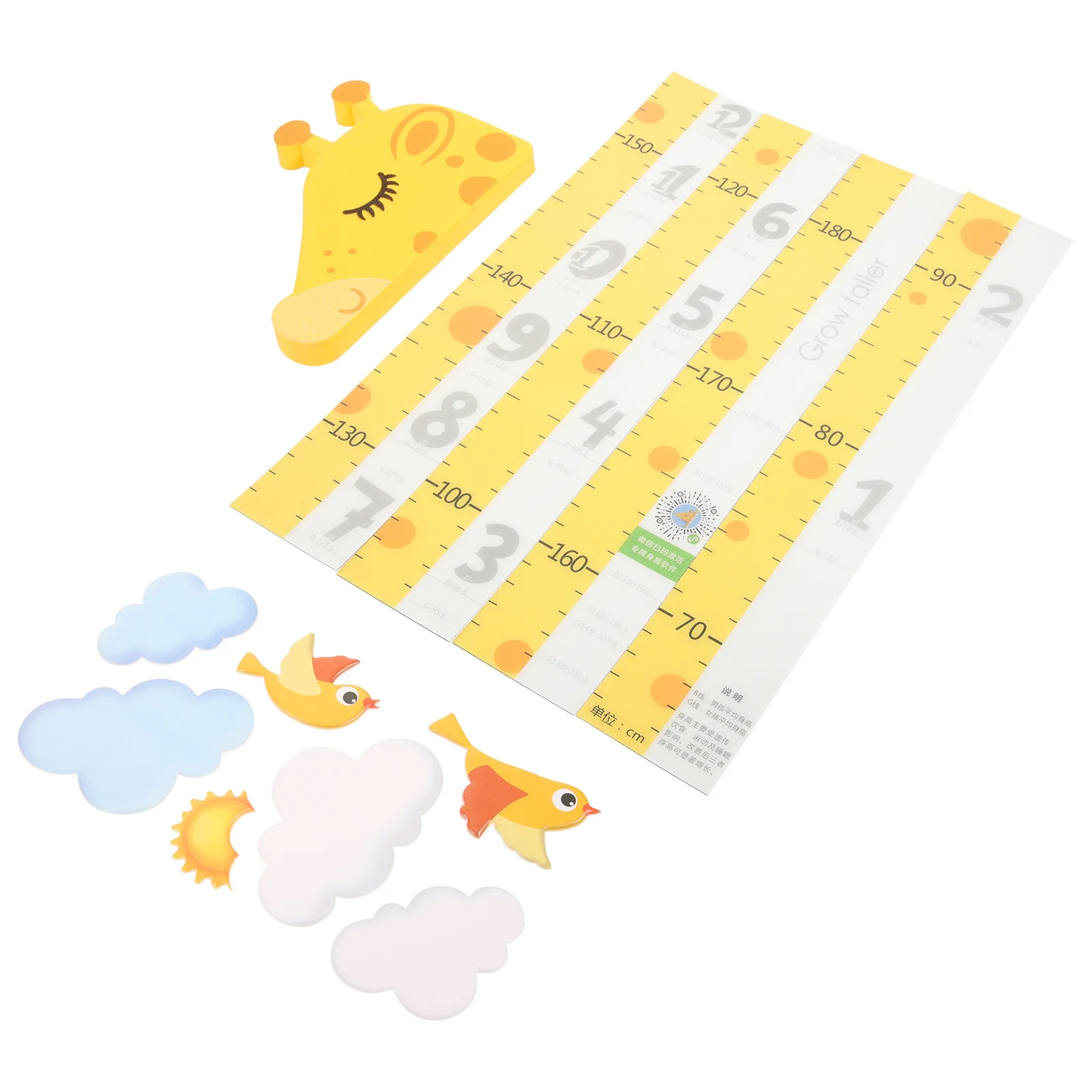 

1 Set Giraffe Measuring Sticker Room Wall Decal Removable Height Chart Decorative Wall Sticker Creative Cartoon Design