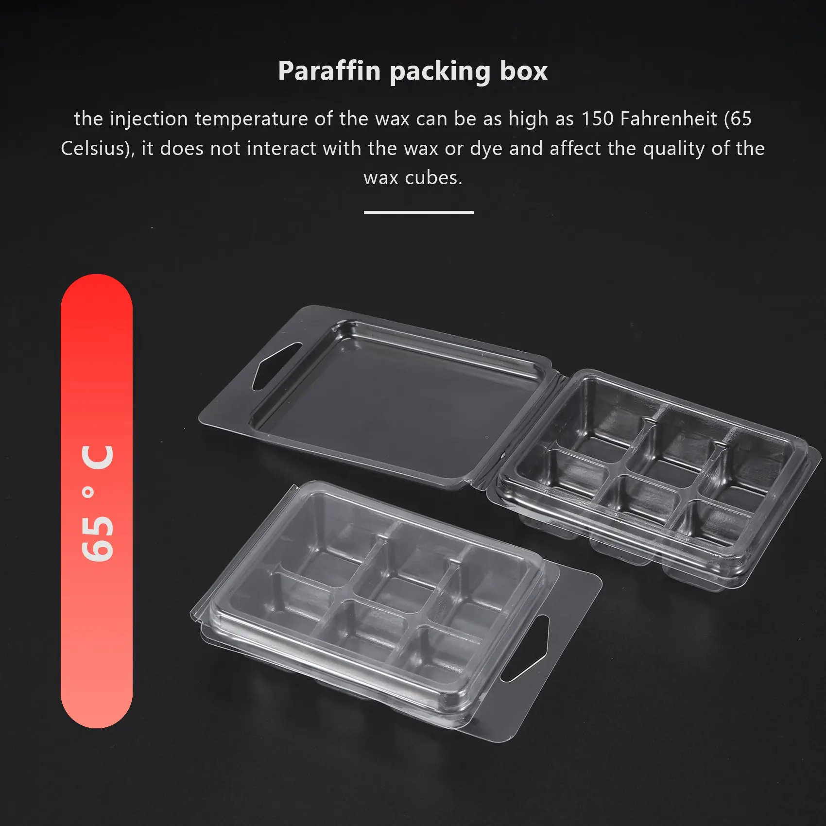 A84E-100 Packs Wax Melt Clamshells Molds Square, 6 Cavity Clear Plastic Cube Tray for Candle-Making & Soap