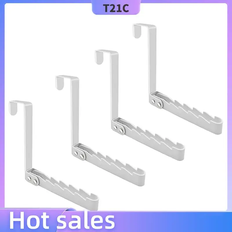 

T21C 4 Pack Over The Door Hooks Hanger, Sturdy Foldable Over Door Drying Rack For Clothes, Coats, And Towels, White