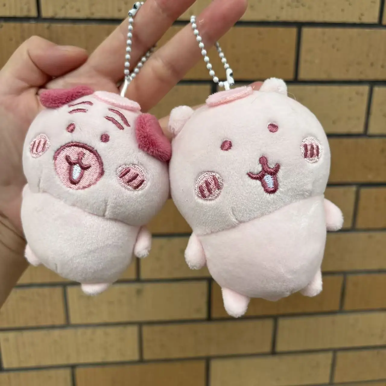Muñeco de peluche de algodón de anime japonés Nagano No Kuma Joke Bear Pink Pug, llavero y colgante para bolso, regalo kawaii lindo para niñas