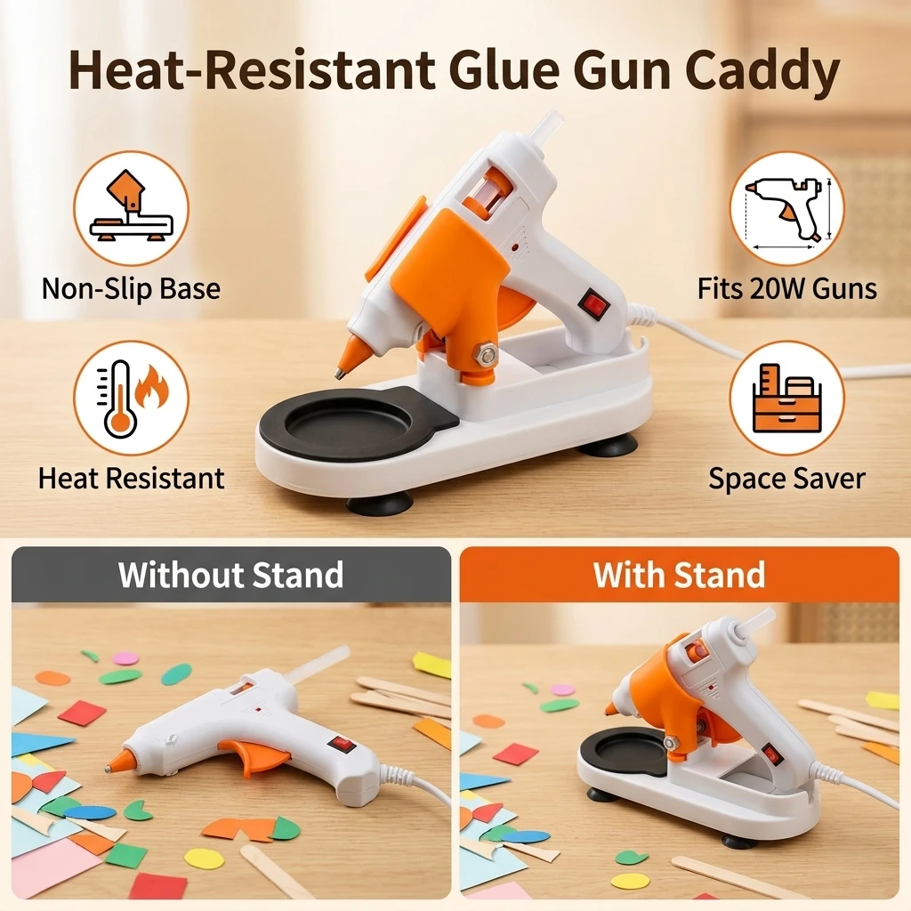 Anti-Slip Glue Gun Stand Heat-Resistant for DIY Crafting Workbench Holder 20W Small Hot Melt Glue Gun Support Base Tray