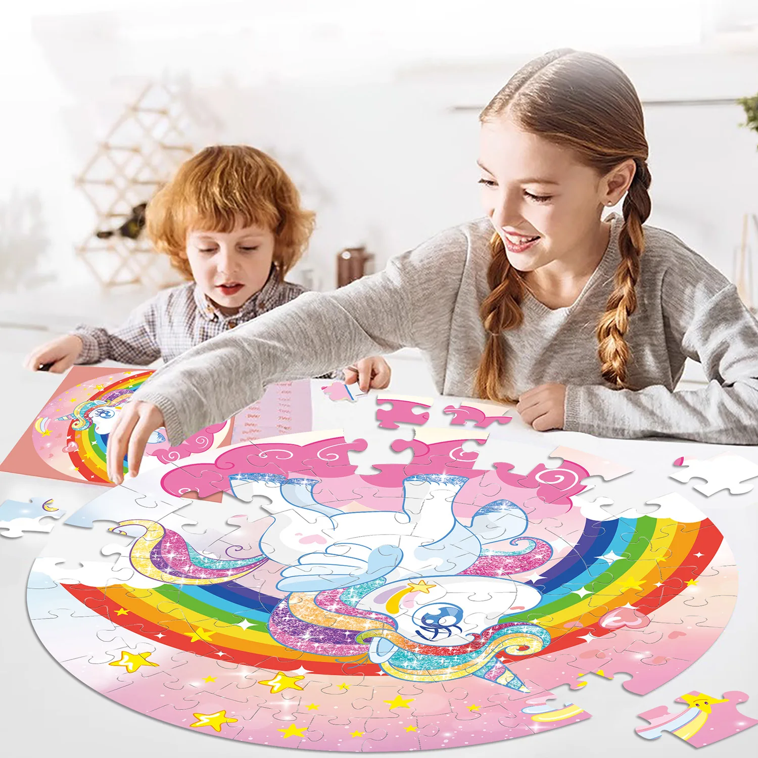 70 Pieces Unicorn Jigsaw Puzzles for Adults Home Decor Games Family Fun Floor Puzzles Educational Toys for Kids