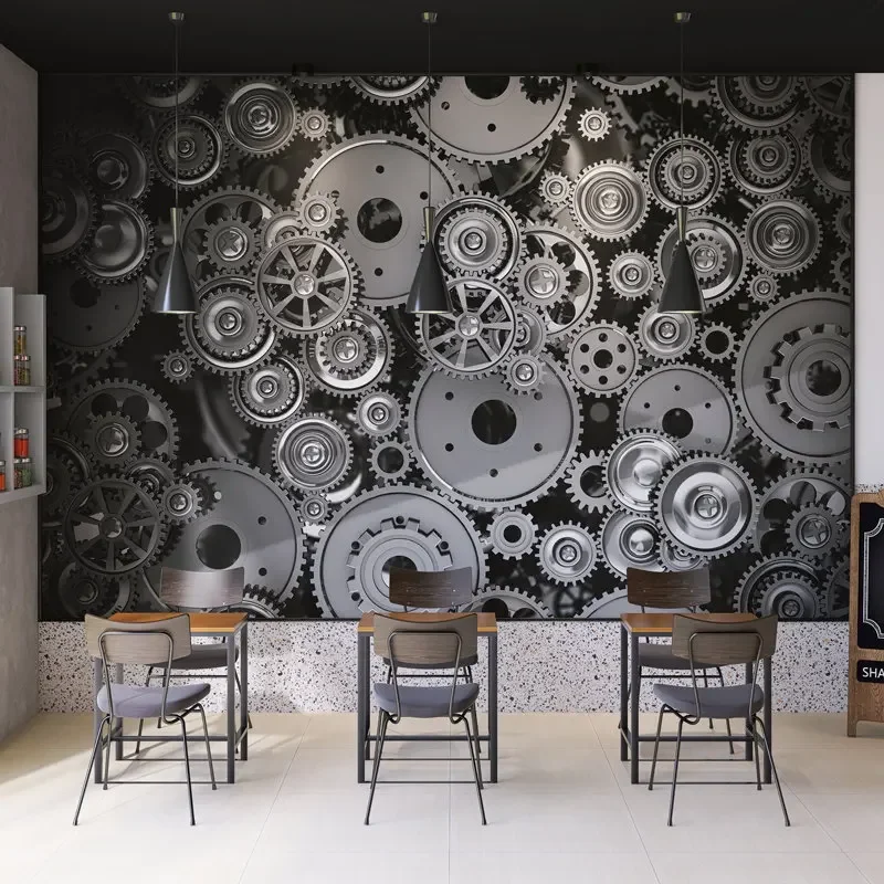 Custom Metal gear technology mural 3D wallpaper bedroom decoration industrial wind living room background wall cloth home decor