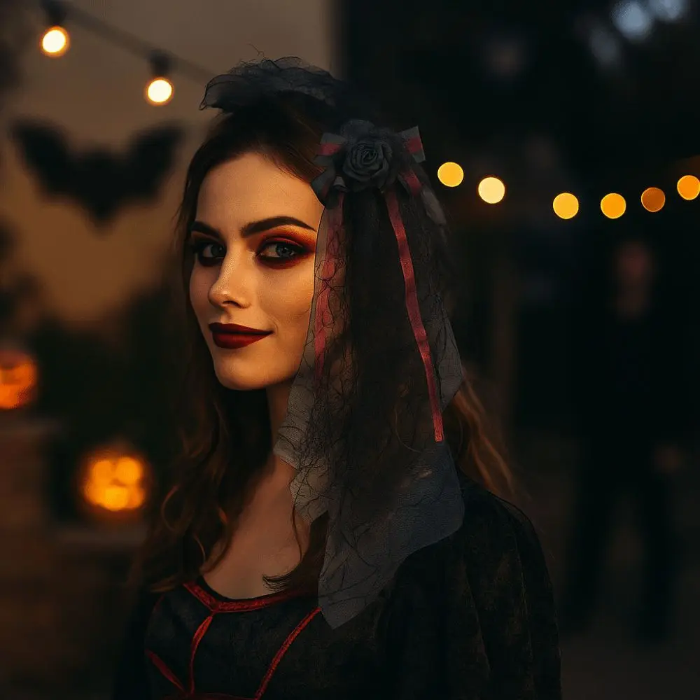 

Портативная дышащая заколка для волос на Хэллоуин, модная удобная готическая вуаль на голову, элегантные черные повязки на голову, маскарады