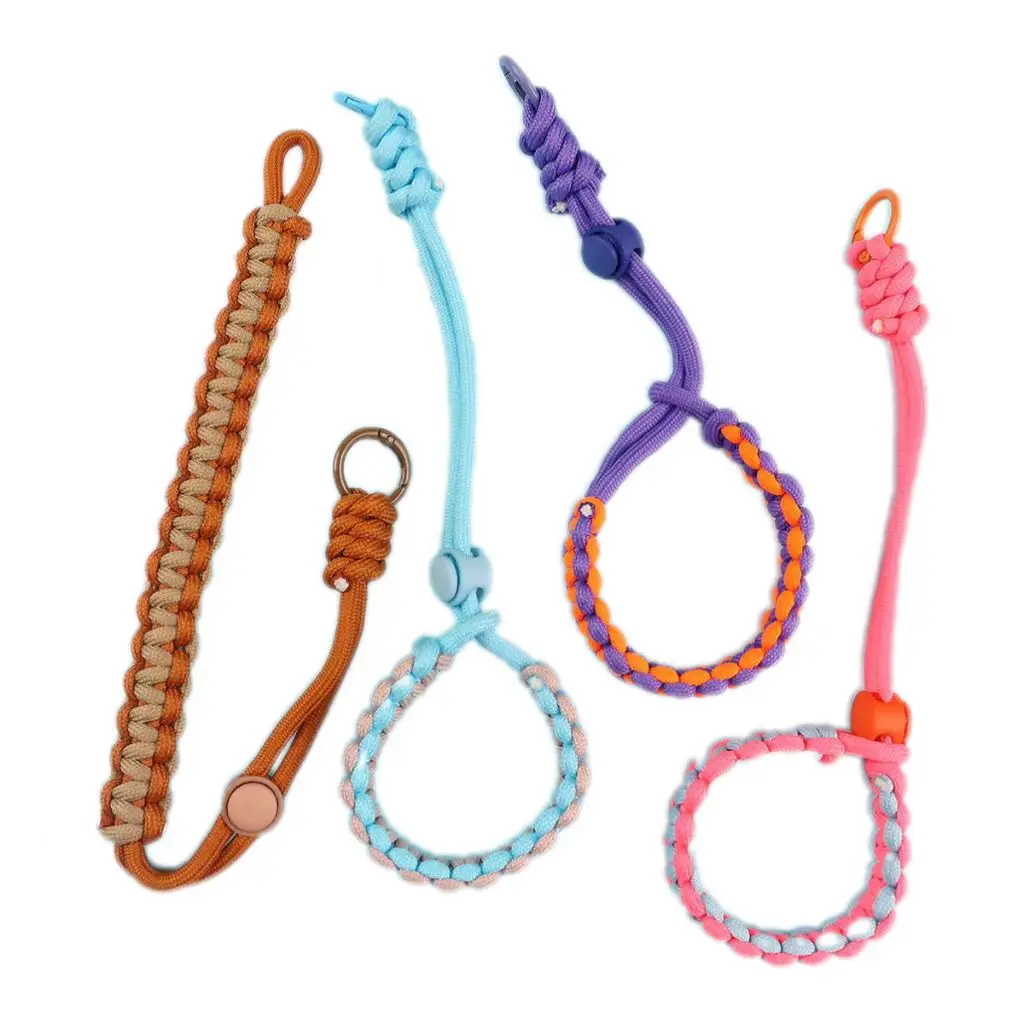 New Design 5Pcs Adjustable Rope Woven Keychain Thick Mobile Phone Hanging Rope Wrist Outdoor Sports backbag decorations