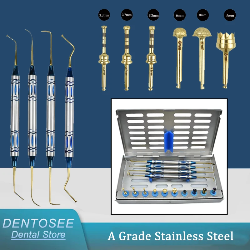 

Dental Implant Surgical Kit External Sinus Lift Drill Periosteal Elevators, Precision Stoppers & Tools