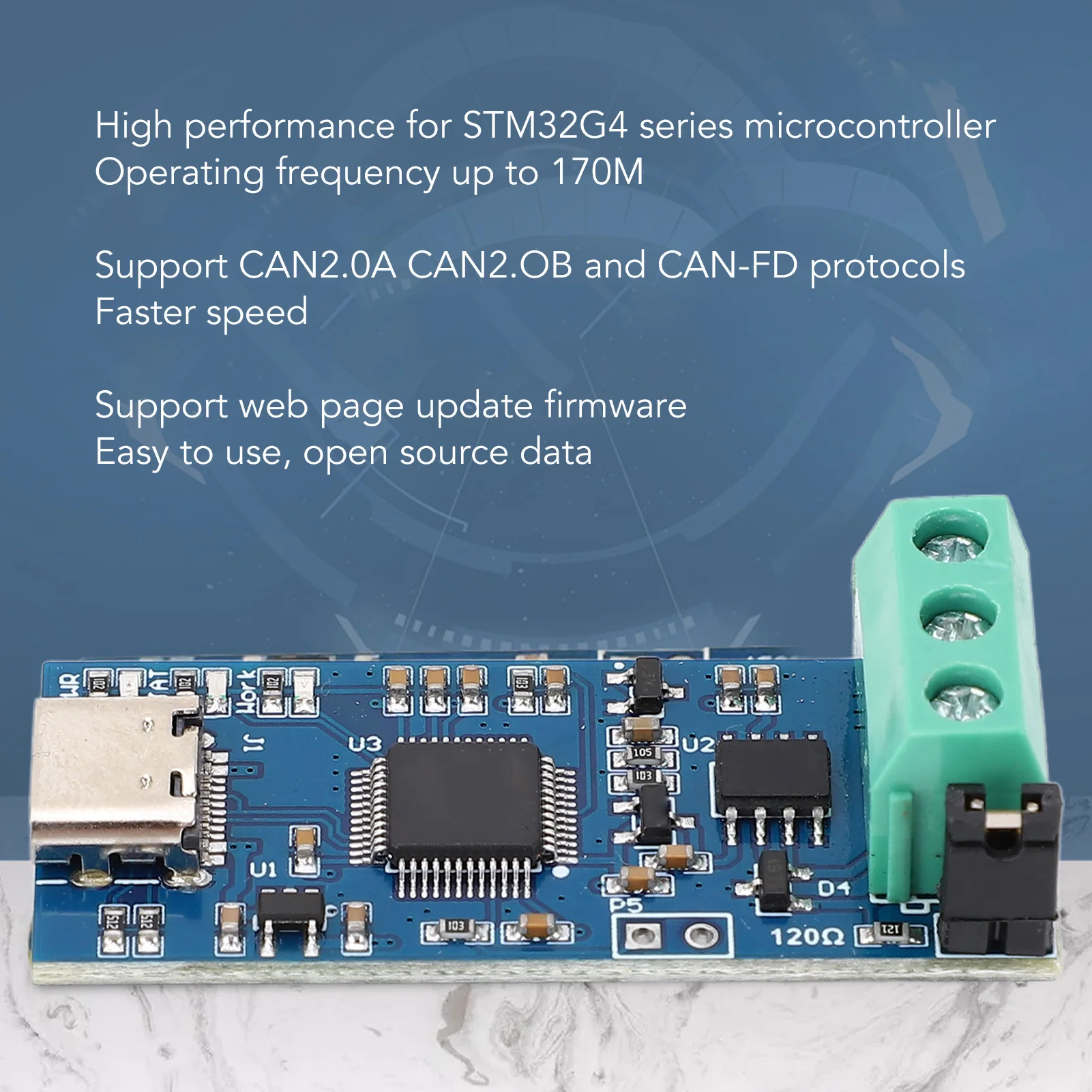 CAN Bus Converter USB to CAN Module Adapter Type-C Power Adapter Compatible with CAN2.0A/CAN2.0B/CAN-FD Bus Analyzer V2.0