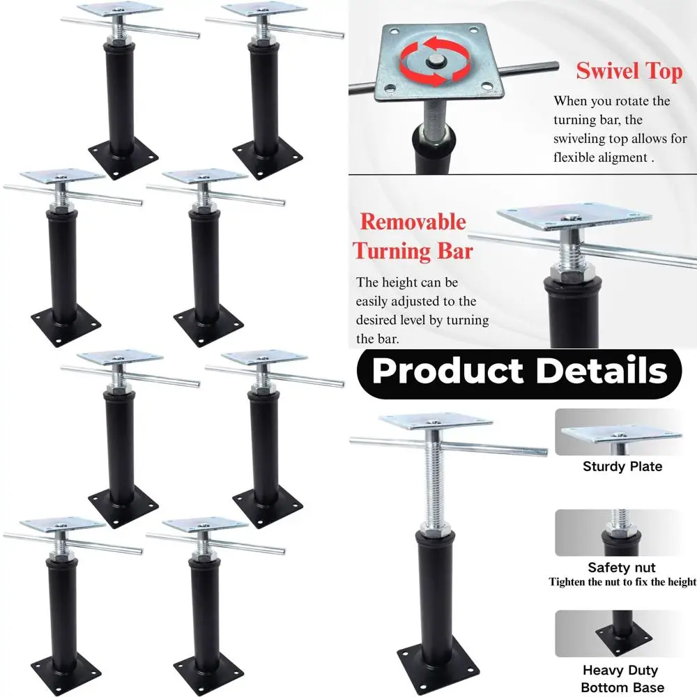 

4-Piece Adjustable Floor Jacks, 11-14.5 Height, 10,000 lbs Capacity, Support Beams for Leveling & Temporary Support in Basements