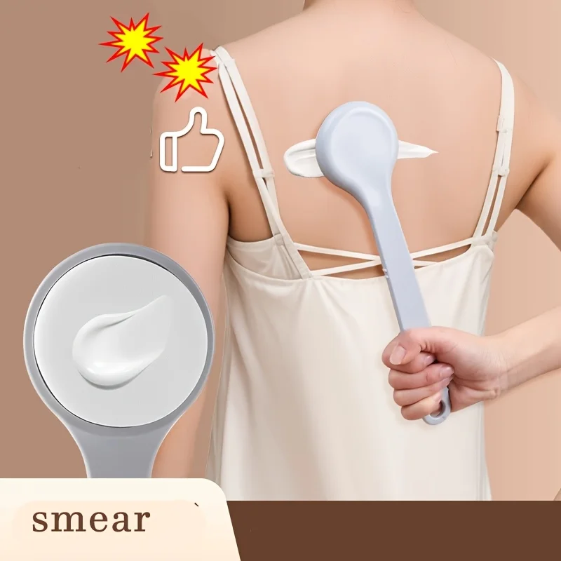 Ergonomische Körperlotion-Applikator-Rückenbürste mit langem Griff und Schwammpolster, keine Batterie erforderlich, ideal für die Körperanwendung nach dem Bad