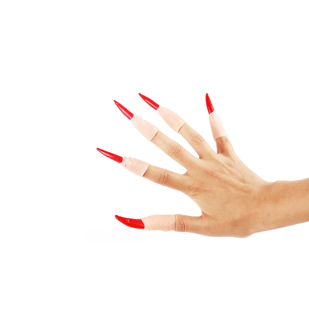 

20Pcs Witch Nails Fake Finger Claws Skin Color Spooky Halloween Party Cosplay Scary False Witch Nails for Costume
