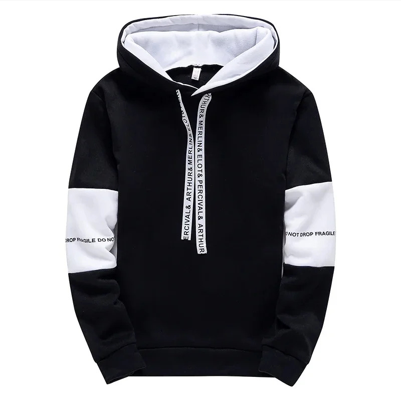 Black White Men's Tracksuit Fashion Casual Hooded Sweatshirts Outdoors Sports Jogging Clothing Autumn Winter Single Hoodie Pants view 5