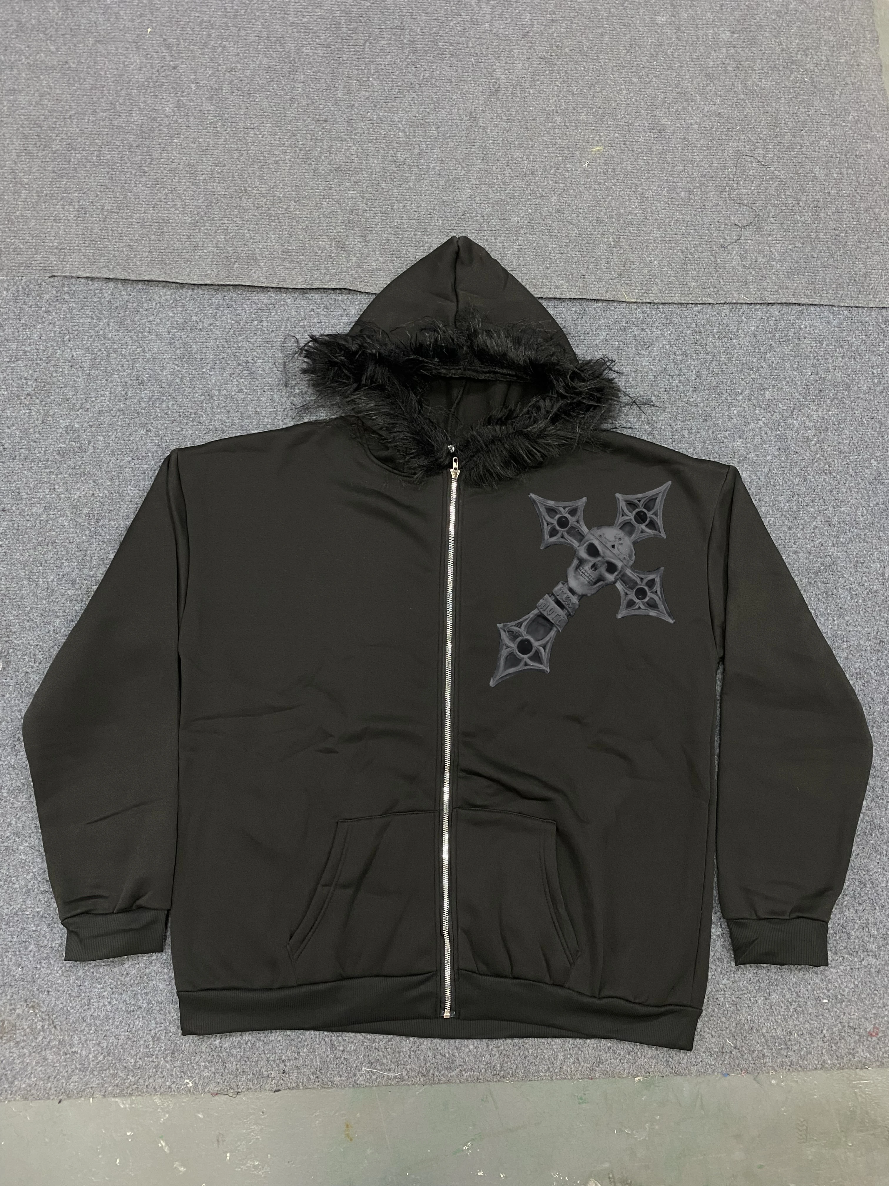 Nuova giacca con cappuccio spessa autunno e inverno, felpa con cappuccio con cerniera nera, felpa con cappuccio calda da uomo e da donna